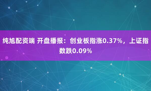 纯旭配资端 开盘播报：创业板指涨0.37%，上证指数跌0.09%